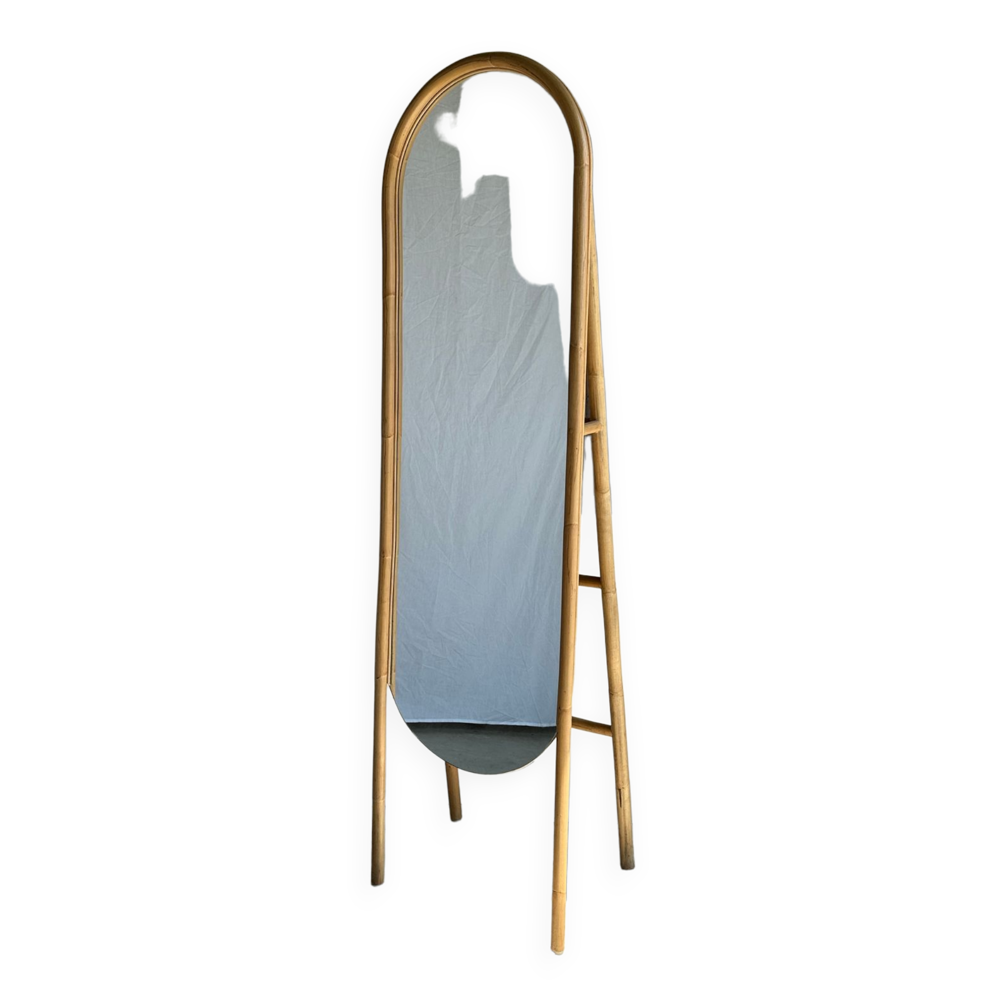 Floor mirror in bamboo and rattan H:1m80