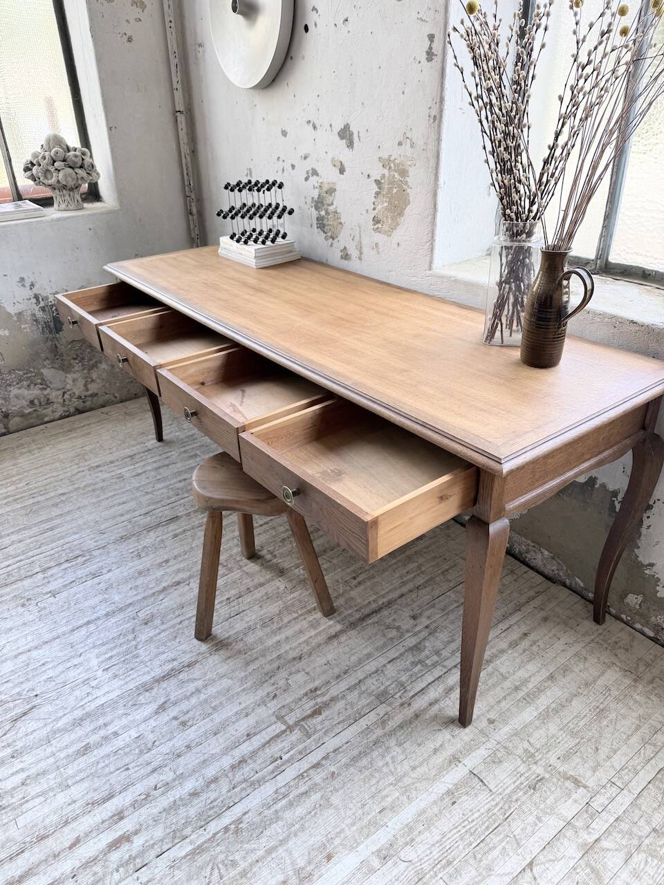 Console bureau en chêne 1960