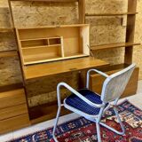 Modular wall-mounted bookcase in walnut