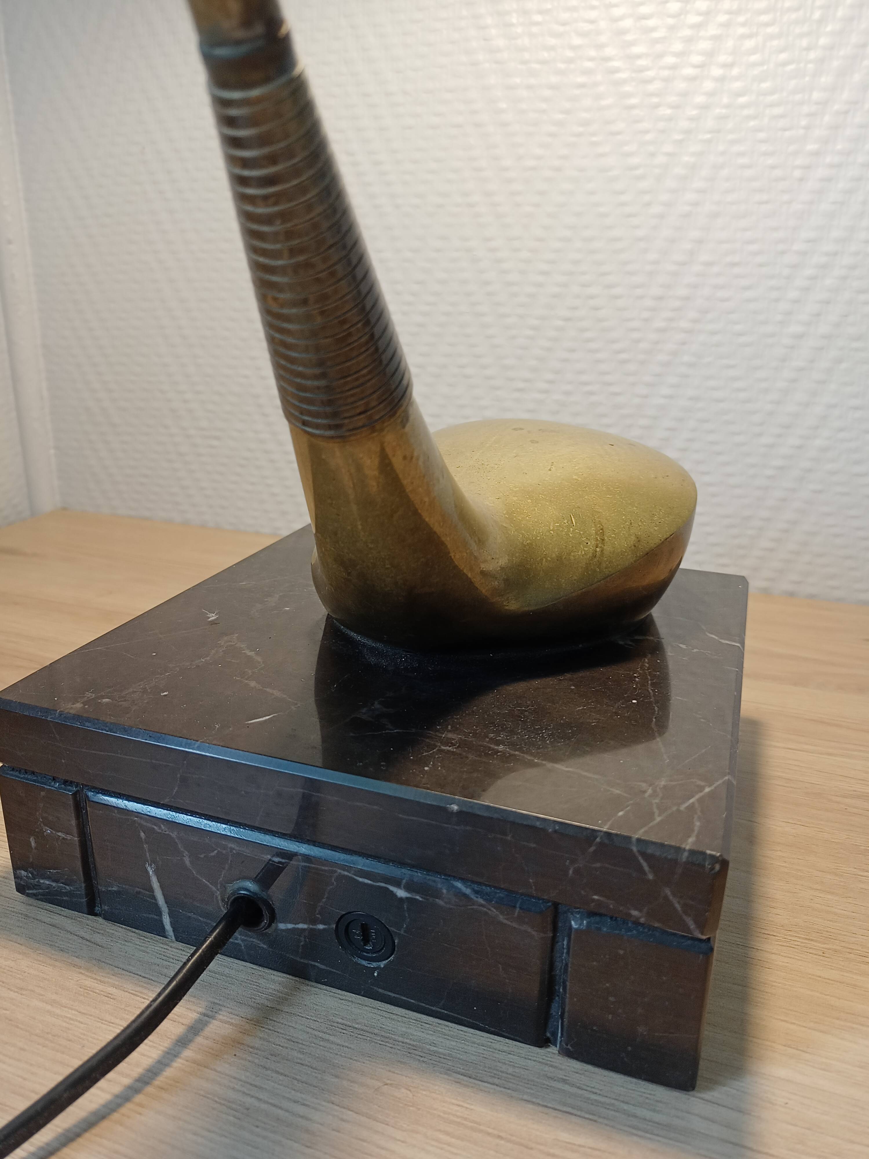 Lampe club de golf bronze et marbre