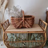 Coffre banc en rotin