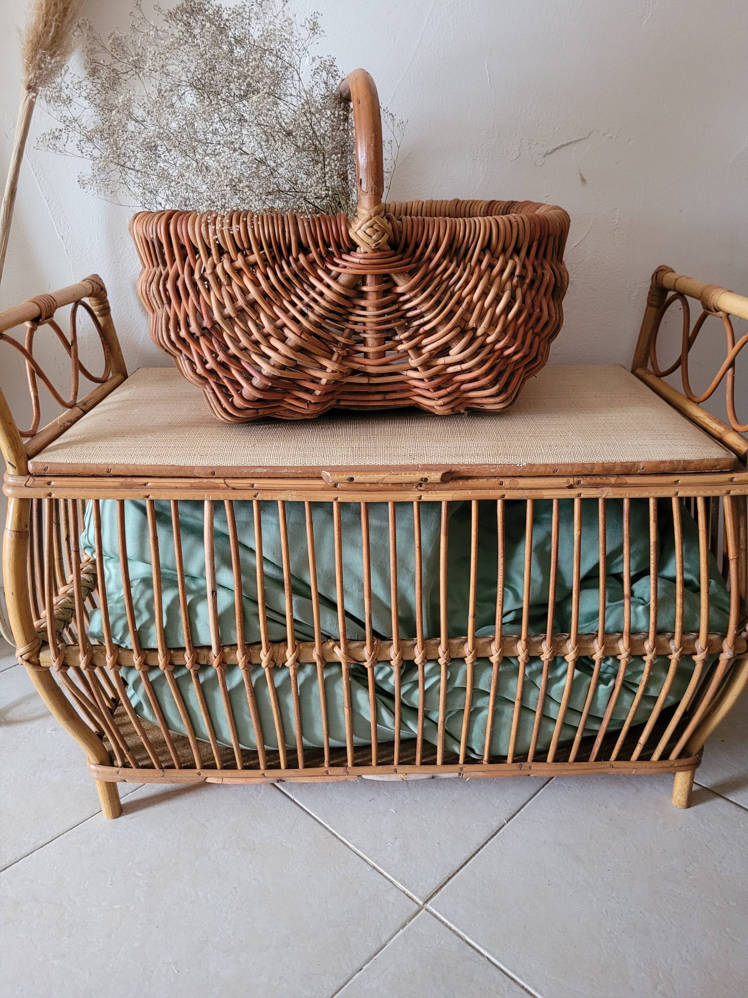 Rattan bench chest