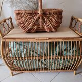 Coffre banc en rotin