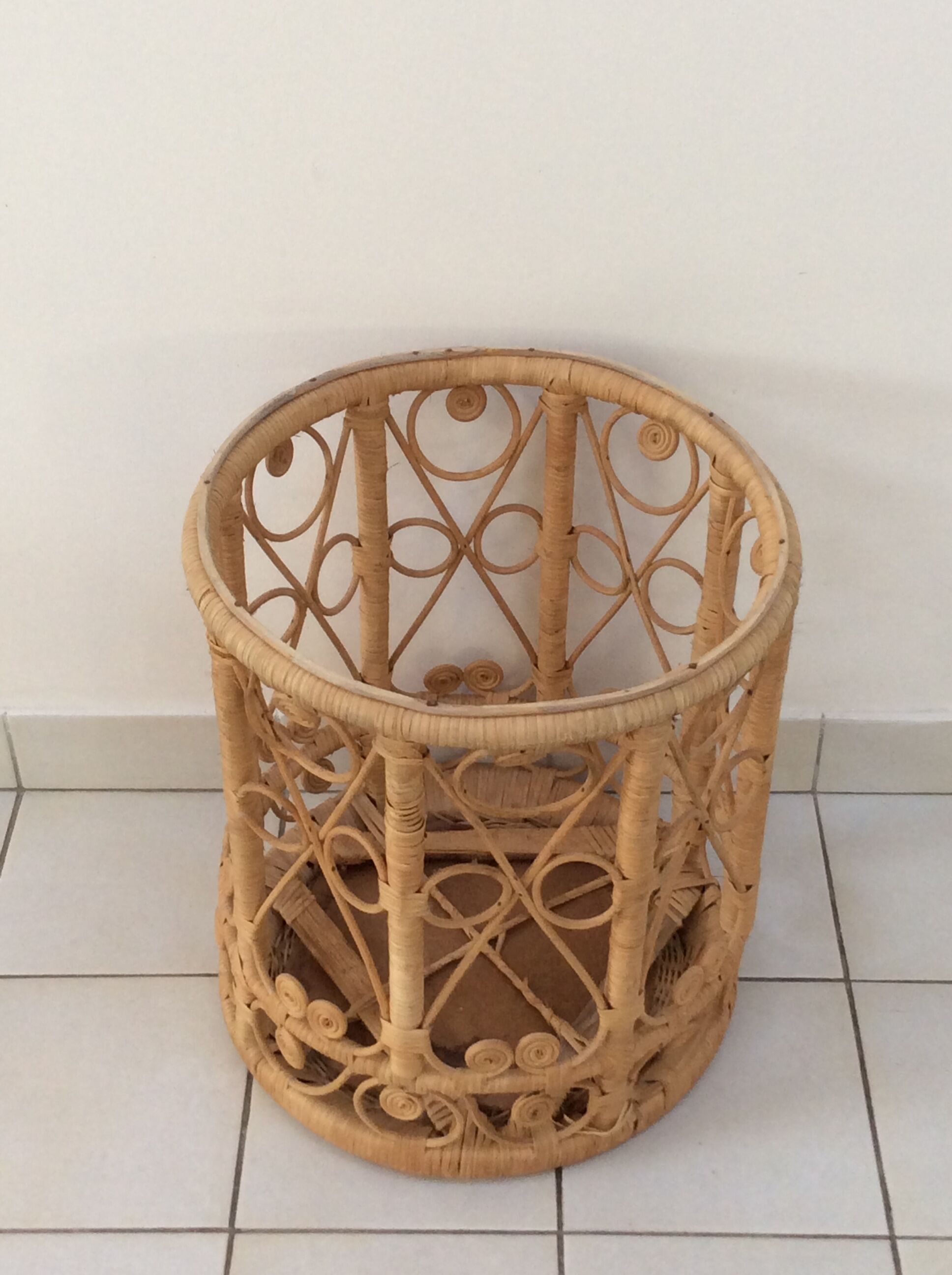 Pretty coffee table, stool, or peacock rattan bedside