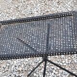 Side table in black perforated metal rigitulle from the 50s