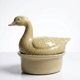 Small vintage terrine GEO from the 50s-60s, beige ceramic duck.