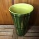 Old vase st clément france green & yellow ceramic vintage #a392