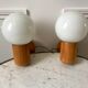 Pair of opline sconces and blond wood pine desgin years 60-70