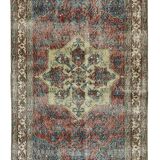 One-of-a-kind turkish handwoven vintage rug - rustic vintage charm 222x 117 cm