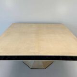 Italian Art Deco Style Square Parchment and Black Lacquer Table, 1980s