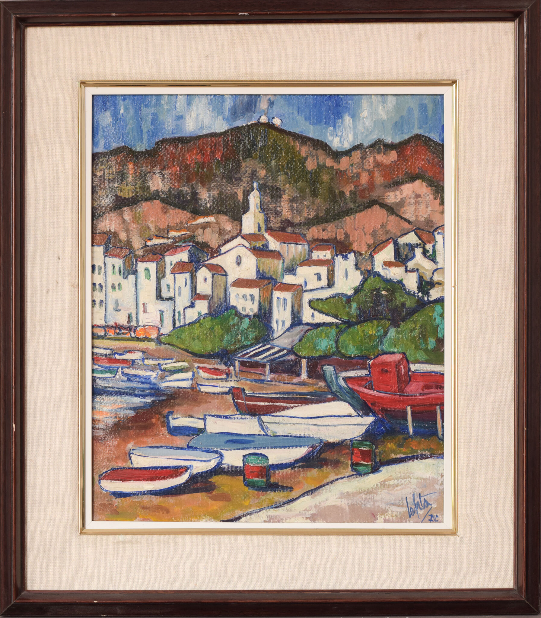Fishing village with boats