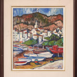 Fishing village with boats