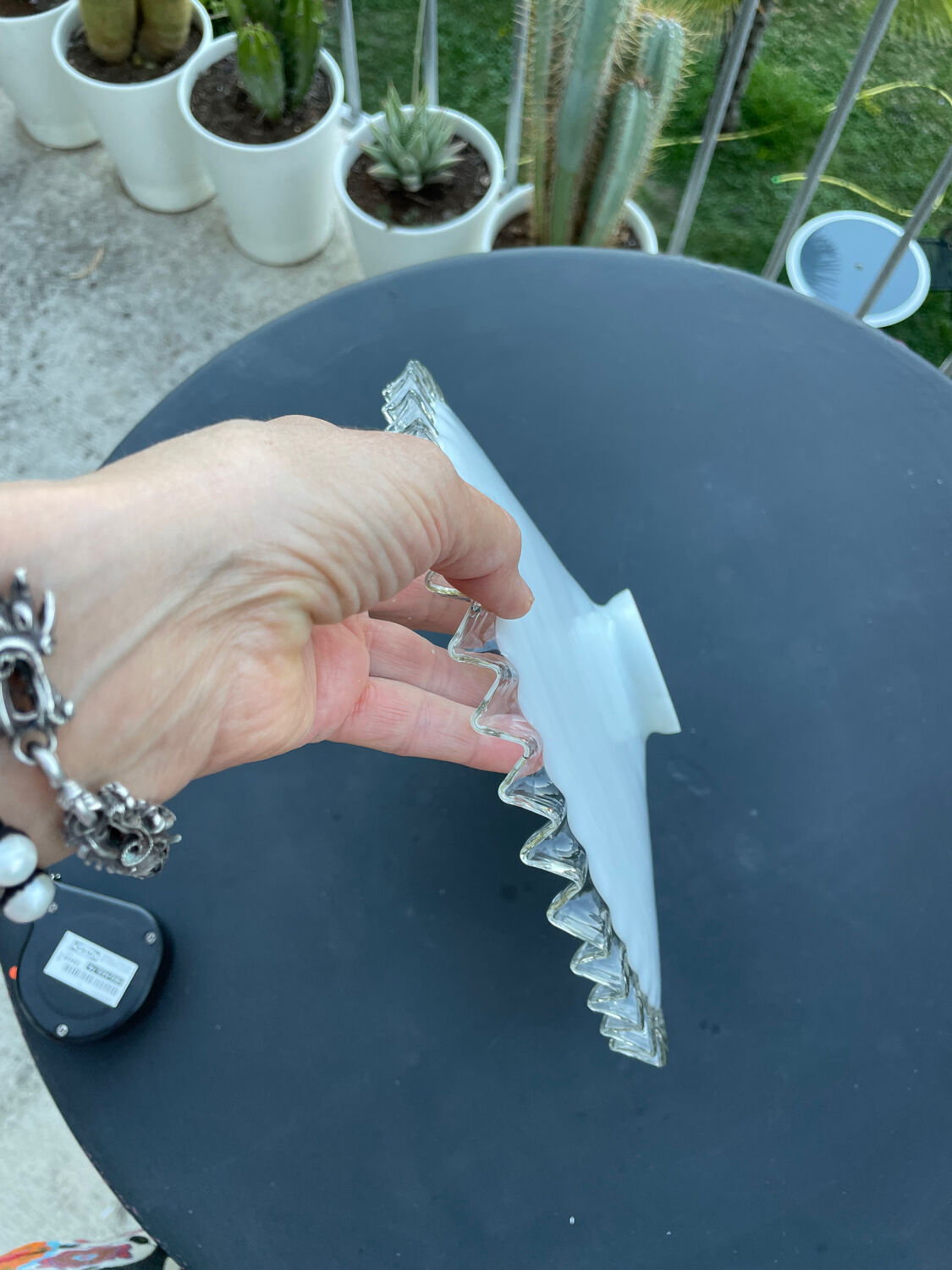 White opaline pendant light