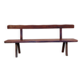 Brutalist bench solid wood 200 cm vintage French 50-60