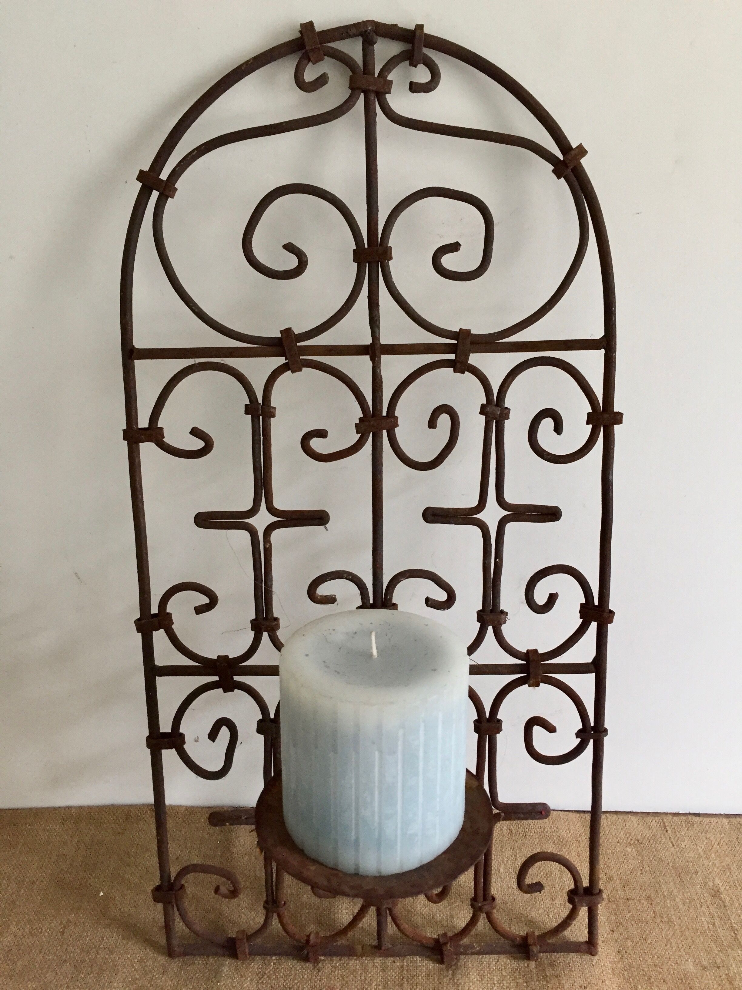 Wrought iron picnic, wall lamp, candleholder