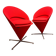 Pair of Cone Chair armchairs by Verner Panton for Vitra, red wool fabric.