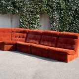 Modular sofa in rusty velvet, France 1970s