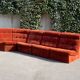 Modular sofa in rusty velvet, France 1970s