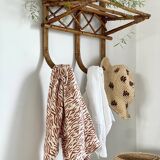 1960s rattan wall hook shelf