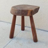 Vintage brutalist wooden stool