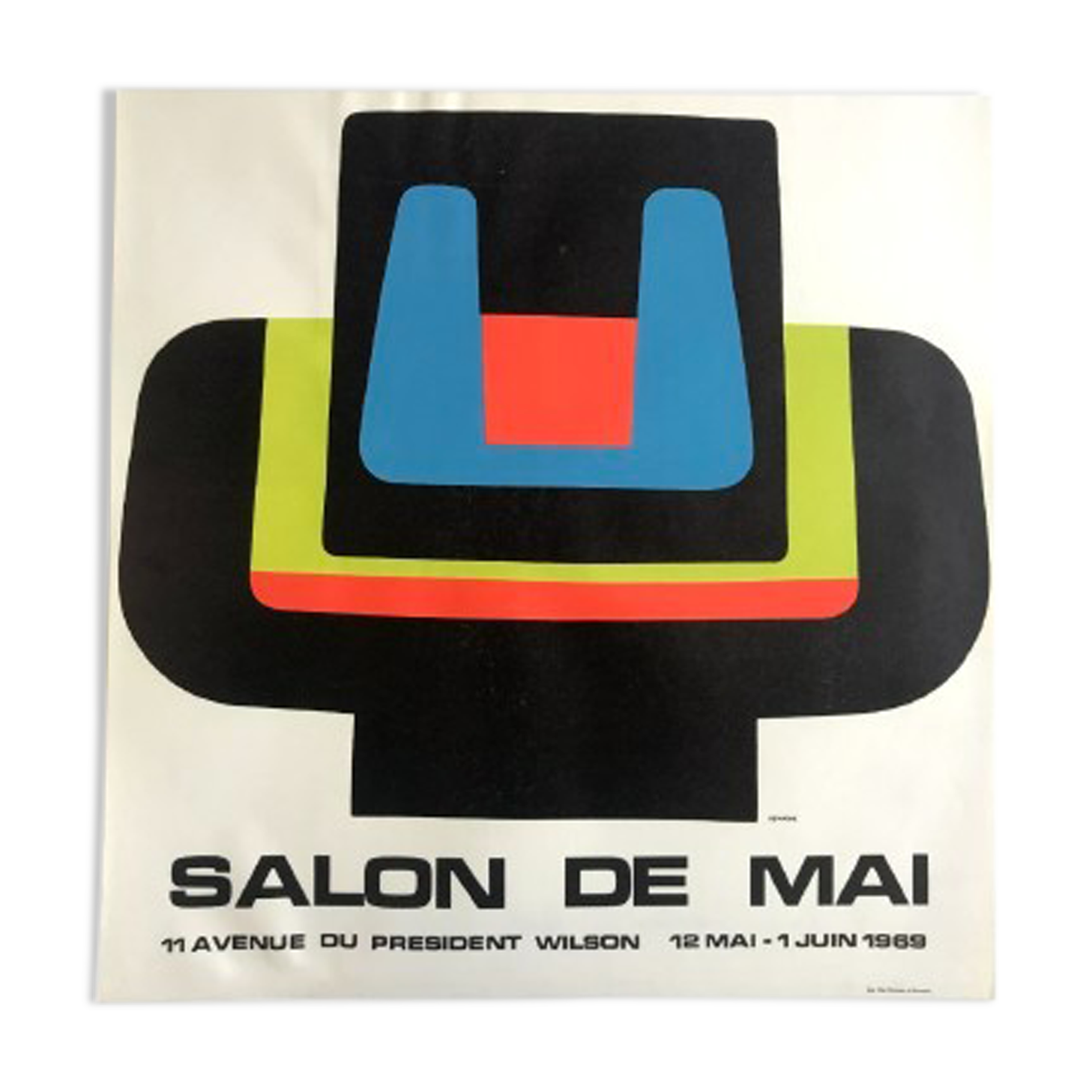 Original poster in lithograph by Jean DEWASNE, Salon de mai, 1969