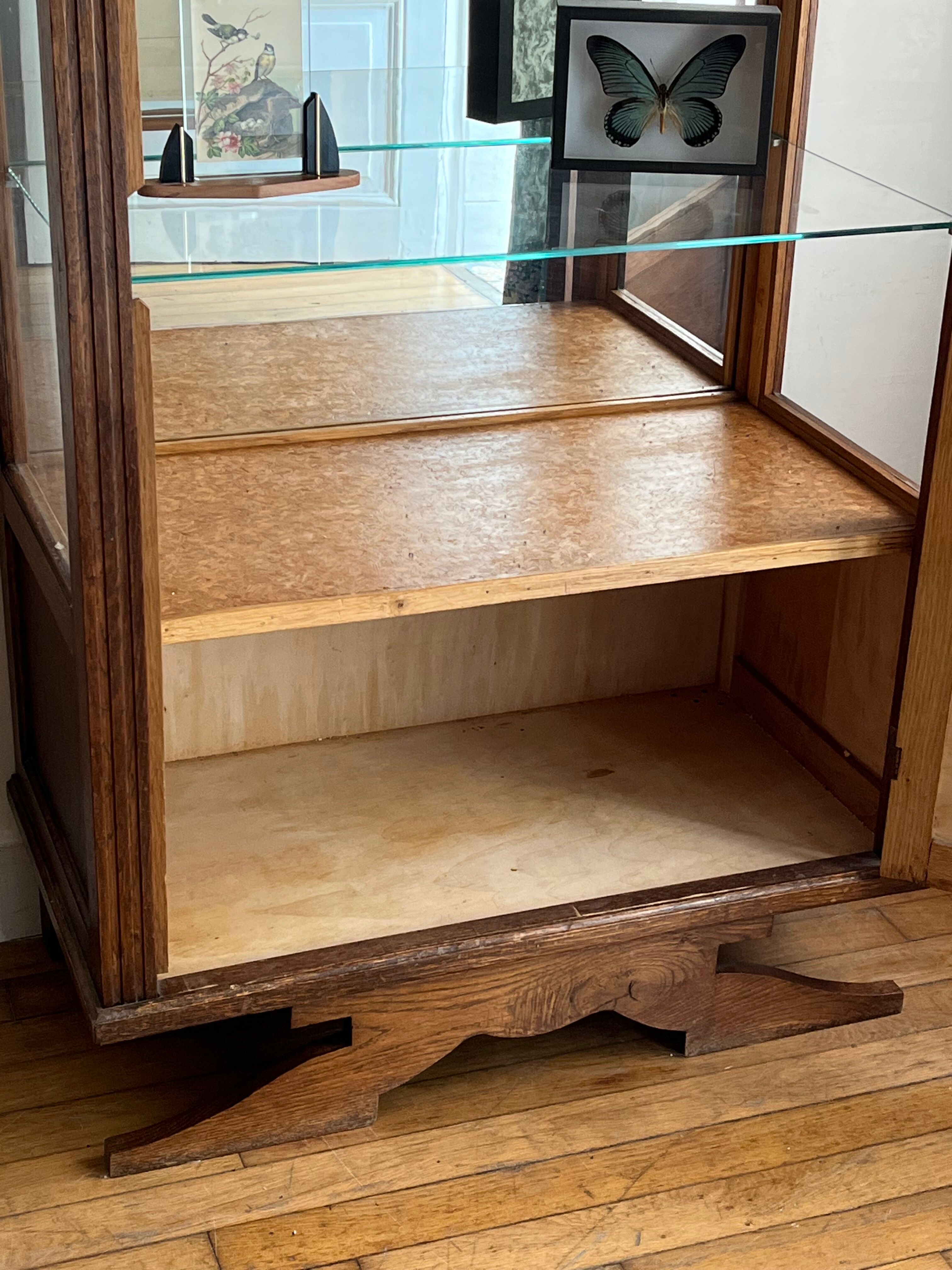 Antique oak window foot mustache