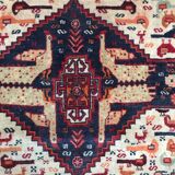 Handmade old Persian ghashghai carpet - 77x79 cm