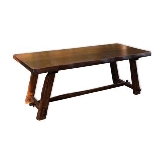 Brutalist dining room table Aranjou in massive elm