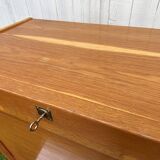 Double column curtained filing cabinet in oak, 1960