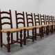 Set of 8 Brutalist Mid-Century Chairs in Wood and Wicker, Belgium ca. 1970
