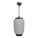 Vintage suspension with opaline lampshade and black decoration, 1950s.