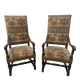 Paire de fauteuils de style Louis XIII a haut dossiers plats XX siècle