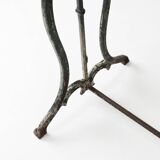 French bistro table with elegant metal base and oak top, ca. 1890