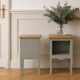 Pair of restored antique bedside tables painted in verdigris.