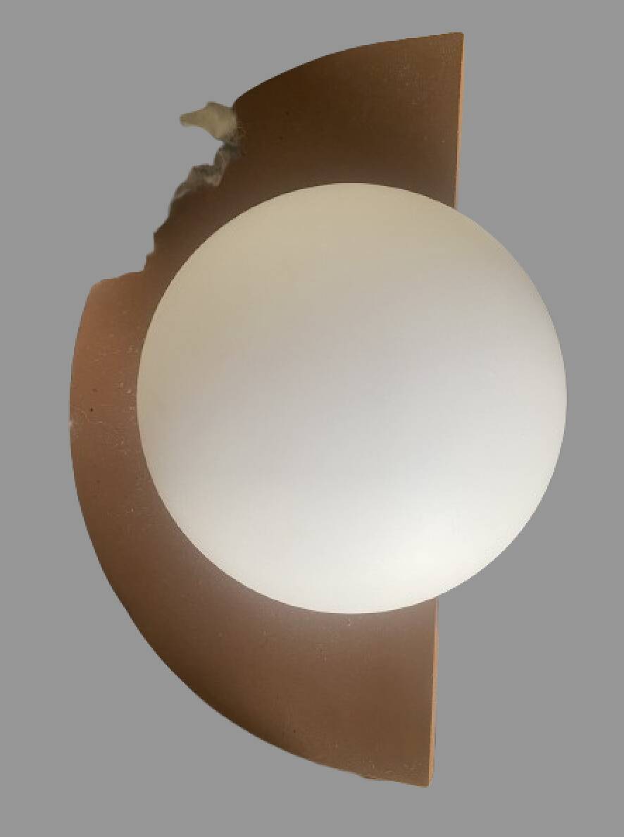 opaline ball wall light with ceramic/terracotta surround