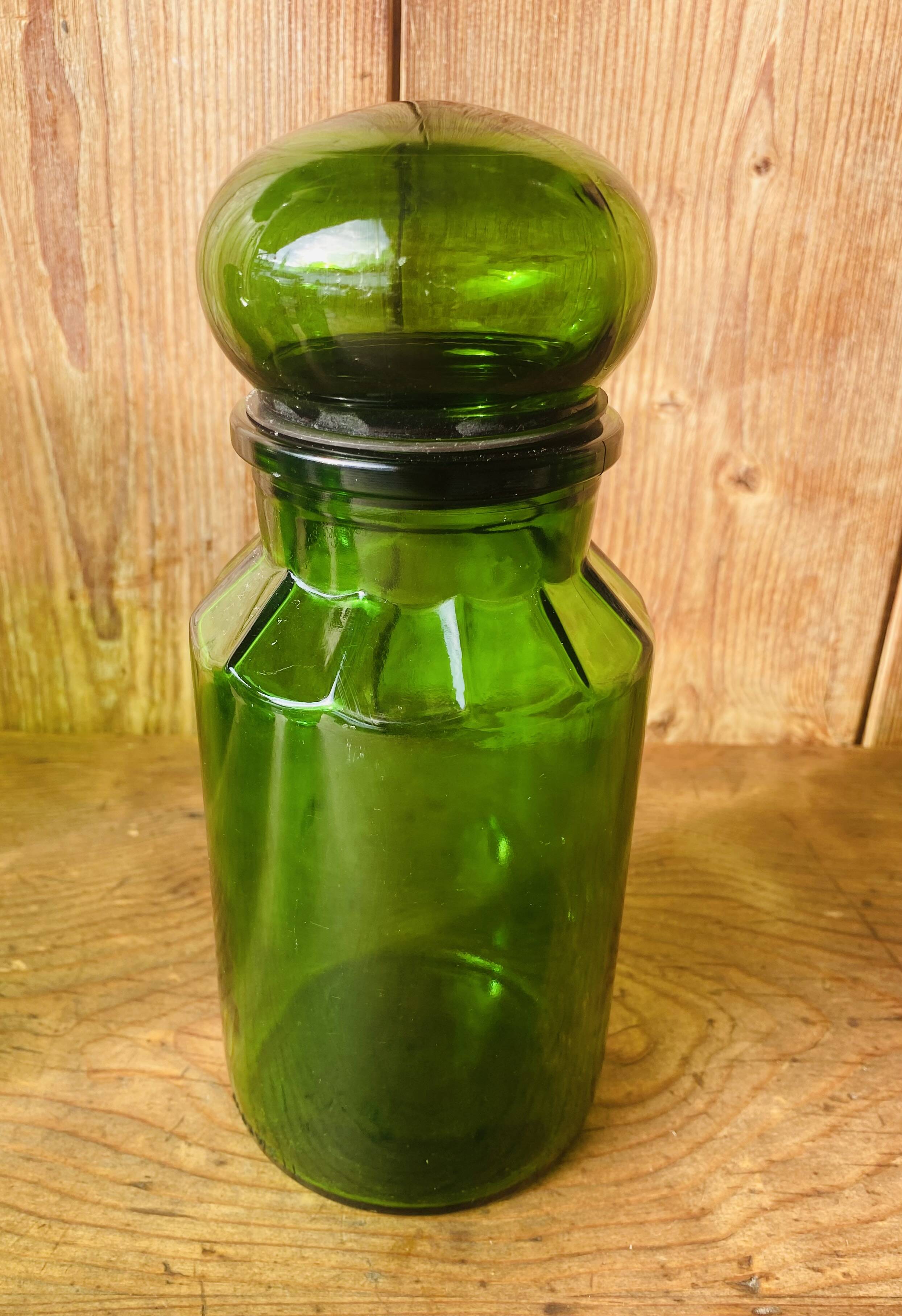 Lot de 5 pots vintage en verre vert