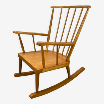 Rocking chair baumann éventail vintage bois