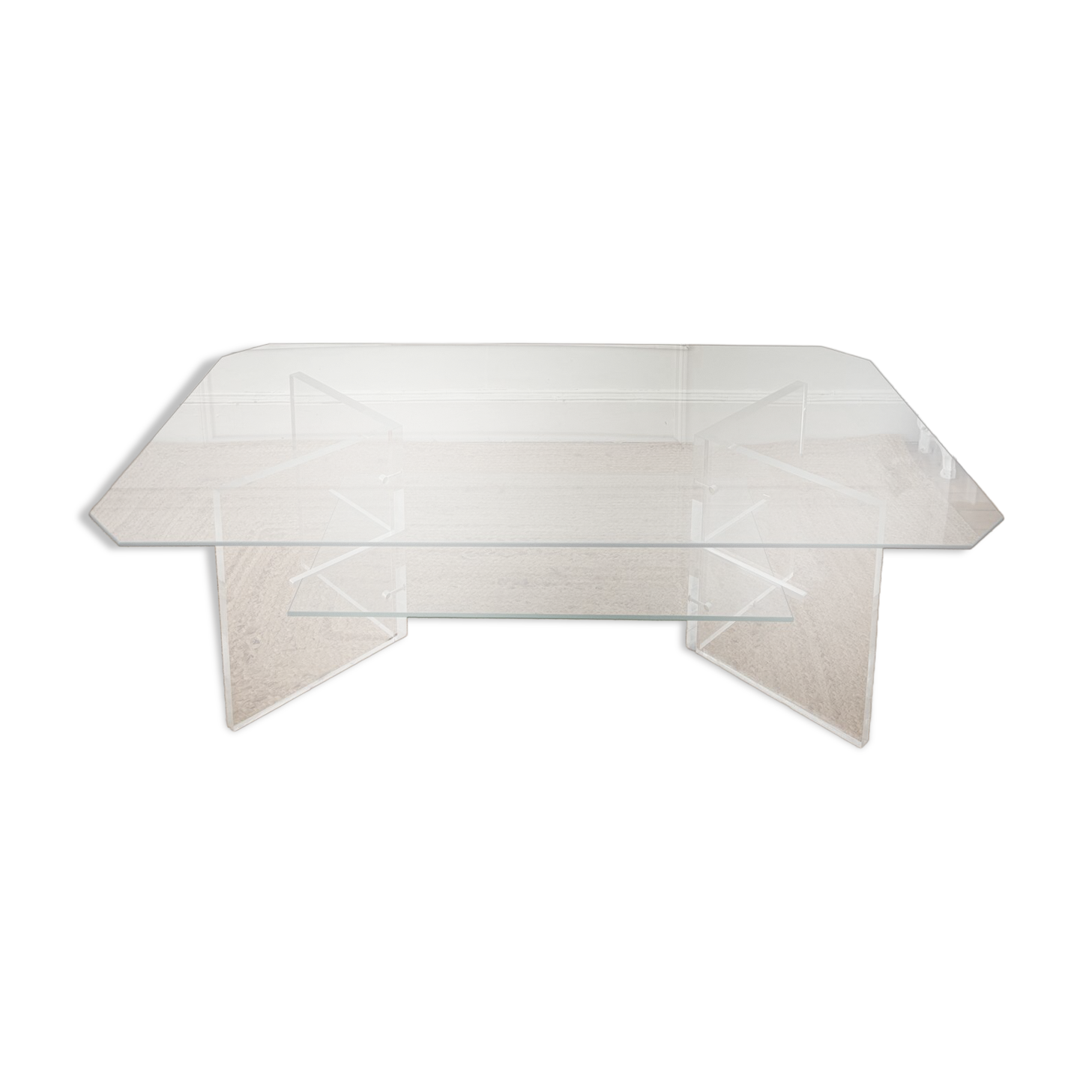 Vintage Plexiglass and glass coffee table