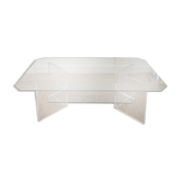 Table basse en plexiglas et verre vintage