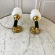 Pair of opaline and golden brass wall lamps art deco style 30s