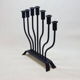 ART POPULAIRE - JUDAICA Menorah Ancien Chandelier 7 bras de lumière en fer forgé