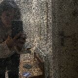 Old XXL mirror in carved wood