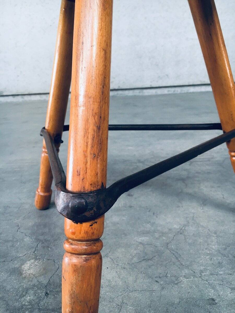 Industrial Low Tripod Stools, Belgium, 1950s, Set of 3