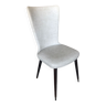 Scandinavian Cream White Skai Chair + Vintage Wooden Compass Feet