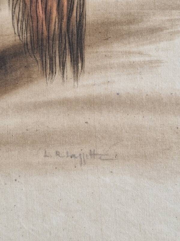 La Roche Laffitte (Born in 1943) - Watercolour drawing on silk - Warrior