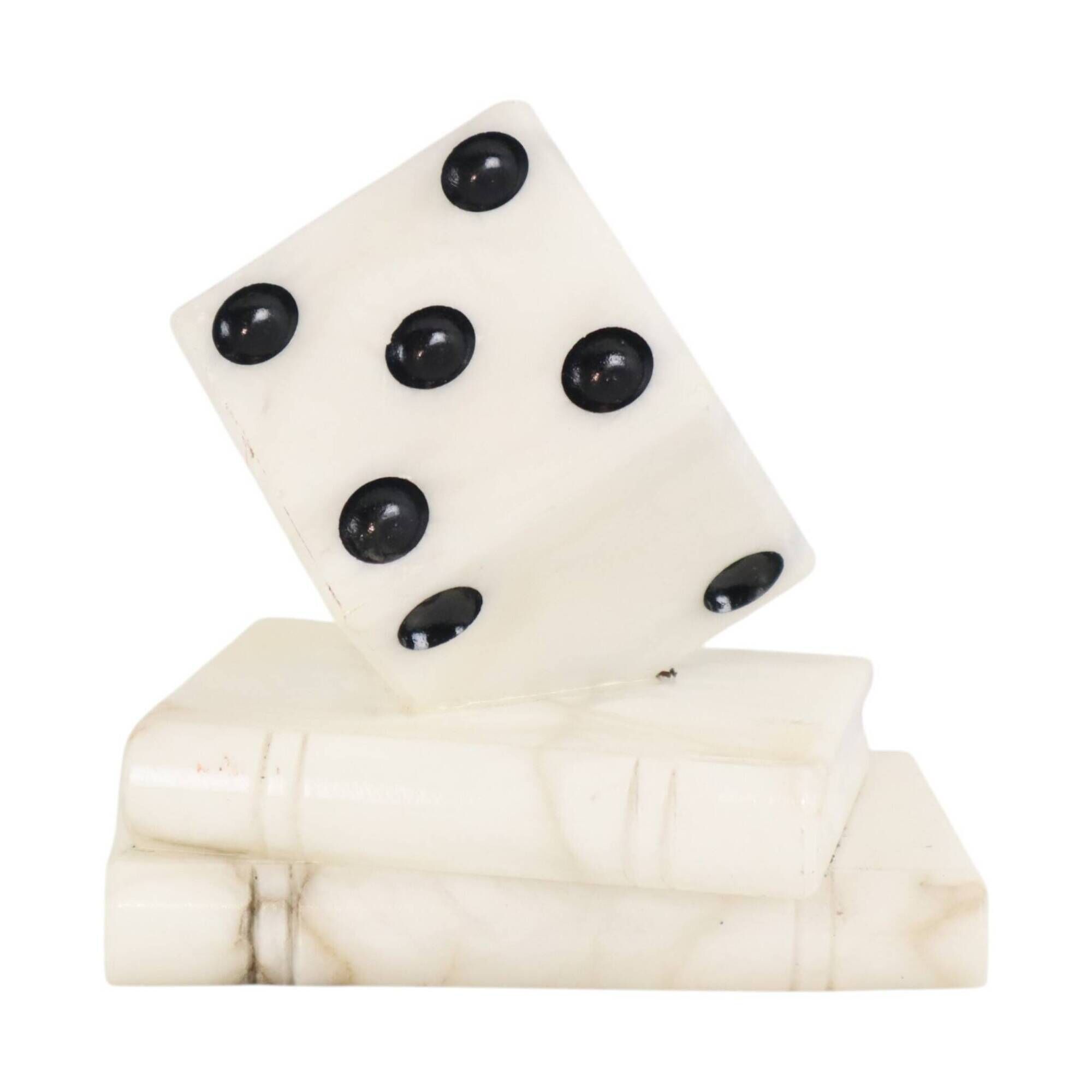 Vintage Alabaster Dice Paperweight Figurine 15cm