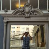 Grey patinated beveled mirror