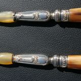 Carving Set + Salad Server Horn and Stainless Steel