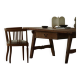 Fauteuil danois Art Nouveau en chêne avec assise rembourrée en laine d'agneau, début 1900