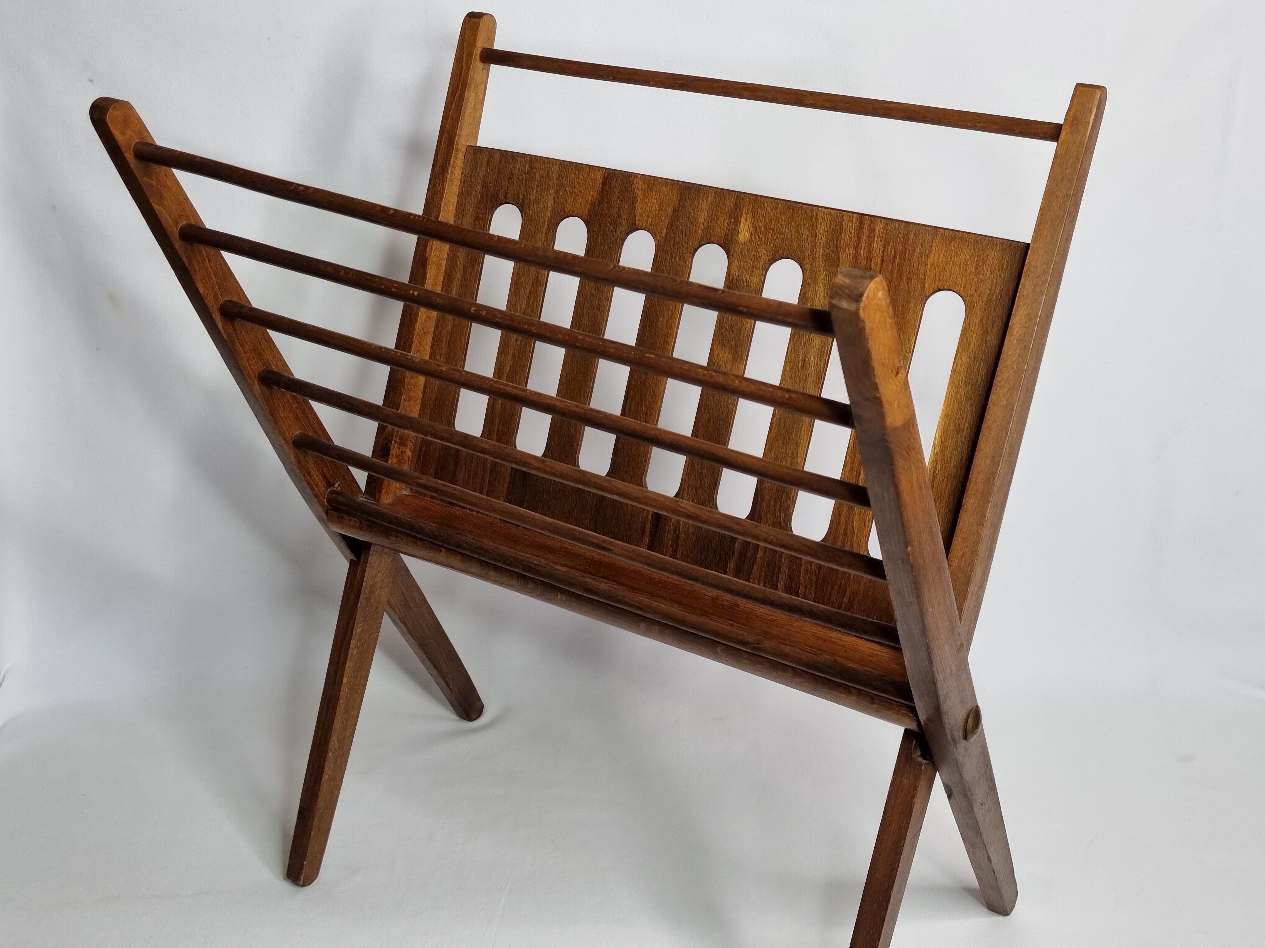 Folding teak magazine holder by Cees Braakman